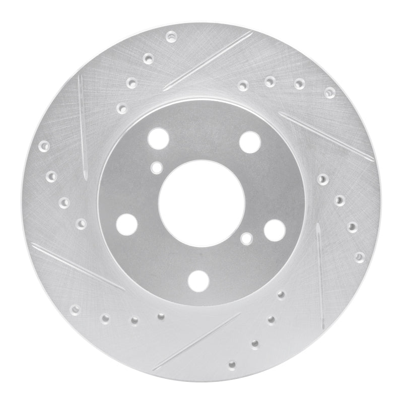 R1 Concepts R1 92-98 Lexus SC300 Front Left Drilled & Slotted Silver Brake Rotor