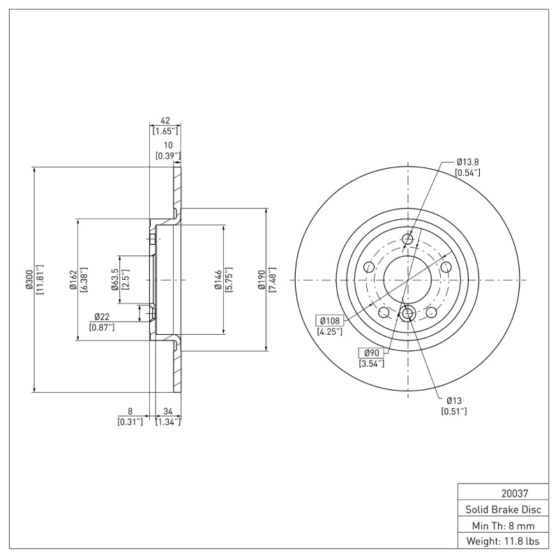 DFC 17-19 Jaguar XE Rear GeoSPEC Coated Rotor