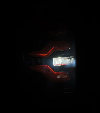 AlphaRex 87-96 Ford Bronco/F-150 Luxx-Series LED Tail Lights - Black Red