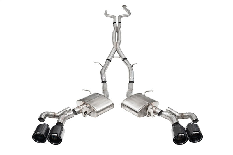 CORSA Performance Corsa 2022-25 Caddy CT5 V Blackwing 3in. Cat-Back w/ Act. Exh. - Dbl X-Pipe - Twin 4.5in. BlkCF Tips