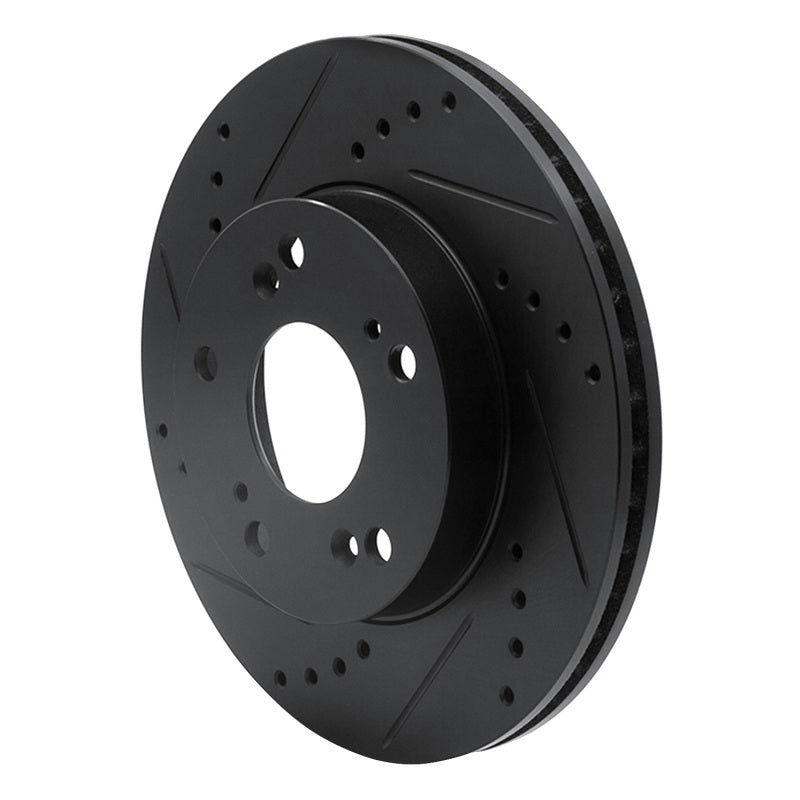 R1 Concepts R1 12-15 Acura ILX Front Left Drilled & Slotted Black Brake Rotor
