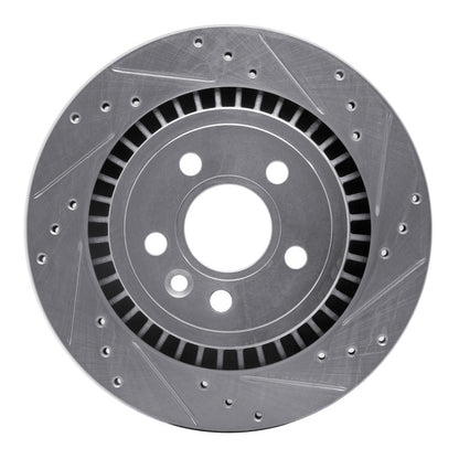 R1 Concepts R1 07-18 Volvo XC70 Rear Right Drilled & Slotted Silver Brake Rotor