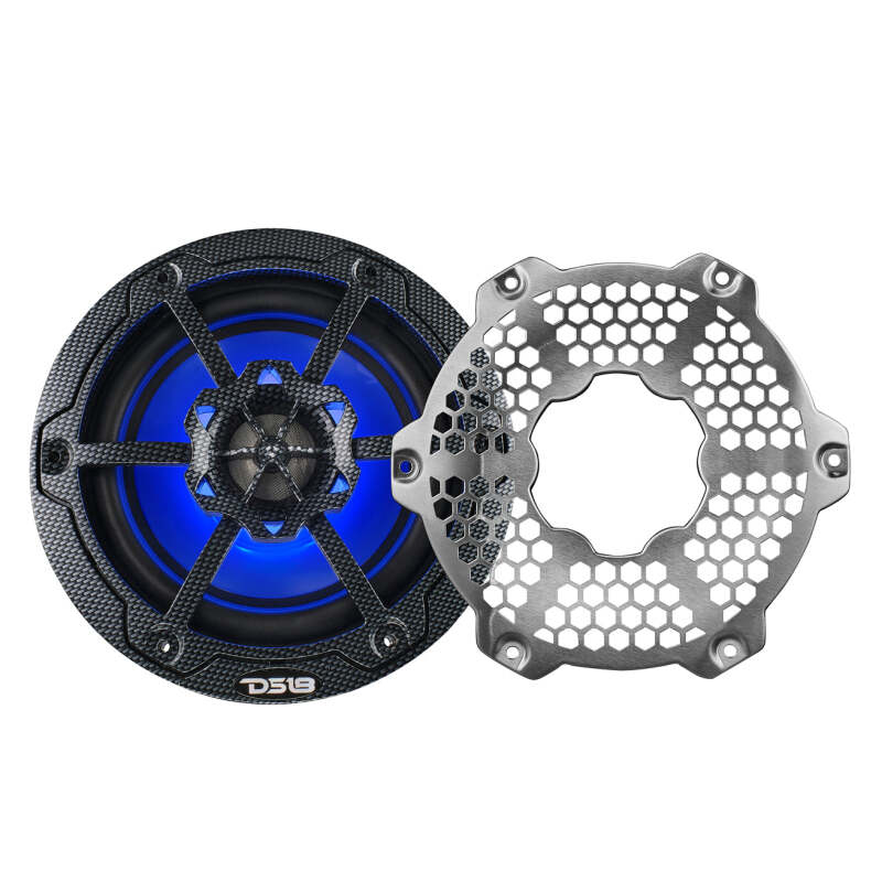 DS18 NXL-M Series Spkr w/ RGB LED Lights 6.5in 2-Way 125 Watts RMS 4 ohm Black Crbn Fiber w/ Cover