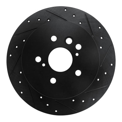 R1 Concepts R1 04-05 Toyota RAV4 Rear Right Drilled & Slotted Black Brake Rotor