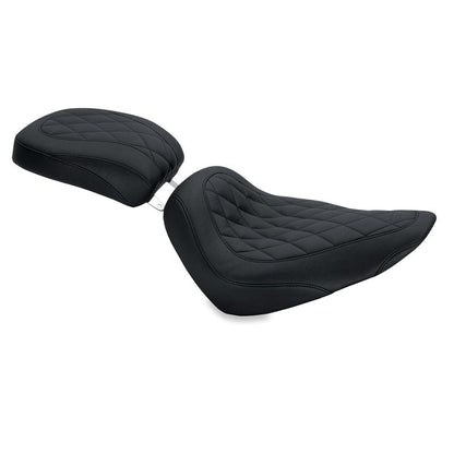 Mustang Motorcycle Mustang 84-06 Harley Standard Rear Tire Wide Tripper Solo Seat Diamond Stitch - Black