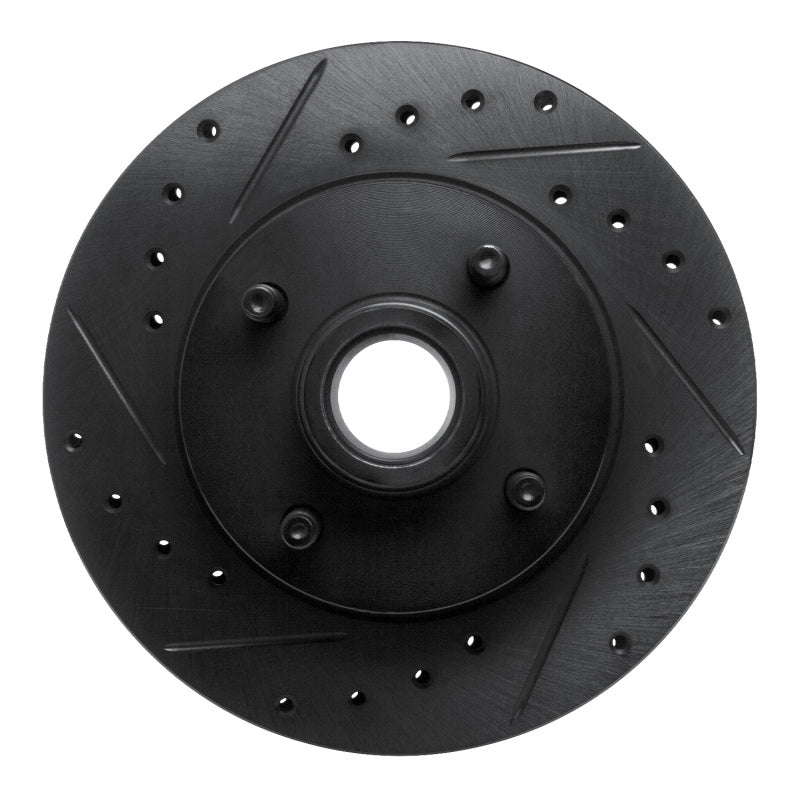 R1 Concepts R1 78-93 Ford Fairmont Front Left Drilled & Slotted Black Brake Rotor
