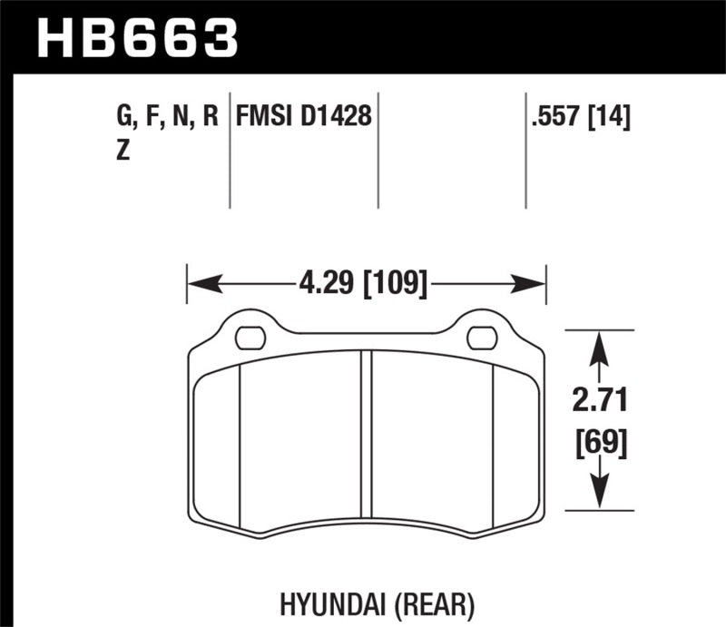 Hawk Performance Hawk 10 Hyundai Genesis Coupe (Track w/ Brembo Breaks) Performance Ceramic Street 14mm Rear Brake Pa
