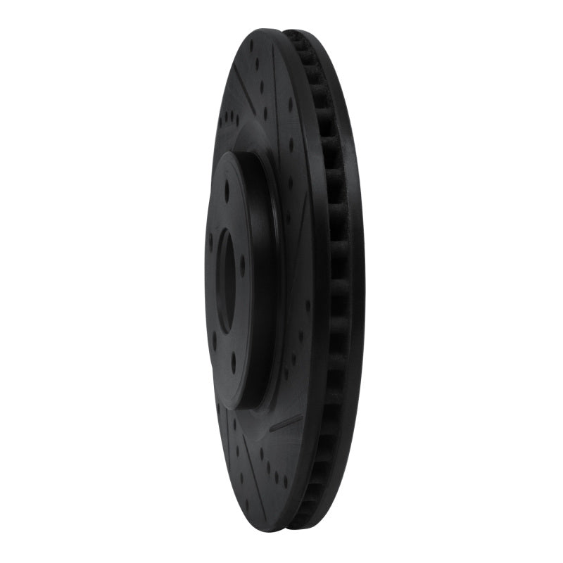 R1 Concepts R1 14-19 Nissan Rogue Front Right Drilled & Slotted Black Brake Rotor