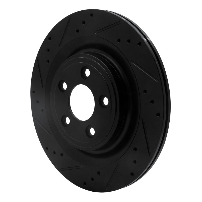 R1 Concepts R1 06-15 Jaguar Super V8 Rear Left Drilled & Slotted Black Brake Rotor