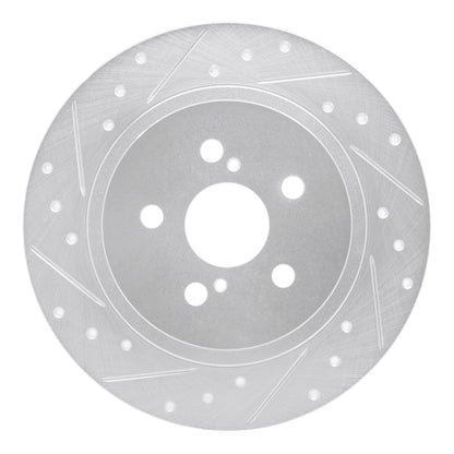 R1 Concepts R1 11-17 Lexus CT200H Rear Left Drilled & Slotted Silver Brake Rotor