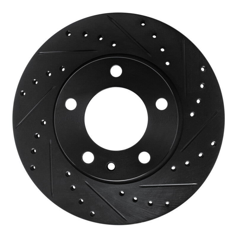 R1 Concepts R1 82-88 BMW 528E Front Right Drilled & Slotted Black Brake Rotor