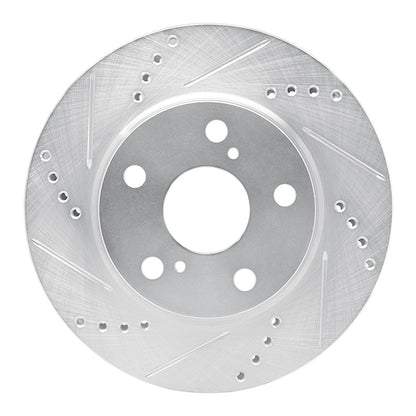 R1 Concepts R1 06-18 Lexus HS250H Front Left Drilled & Slotted Silver Brake Rotor