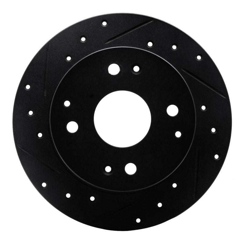 R1 Concepts R1 95-98 Acura TL Rear Left Drilled & Slotted Black Brake Rotor
