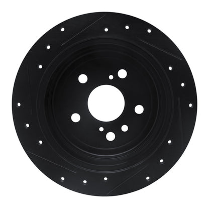 R1 Concepts R1 04-09 Lexus RX330 Rear Right Drilled & Slotted Black Brake Rotor