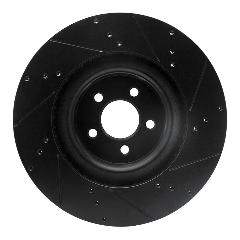 R1 Concepts R1 15-23 Ford Mustang Front Left Drilled & Slotted Black Brake Rotor