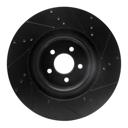R1 Concepts R1 15-23 Ford Mustang Front Left Drilled & Slotted Black Brake Rotor