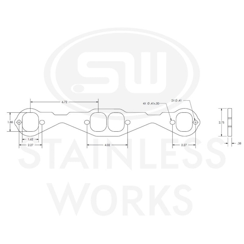 Stainless Works Small Block Chevy Squared Oval Port Header 304SS Exhaust Flanges 1-7/8in Primaries