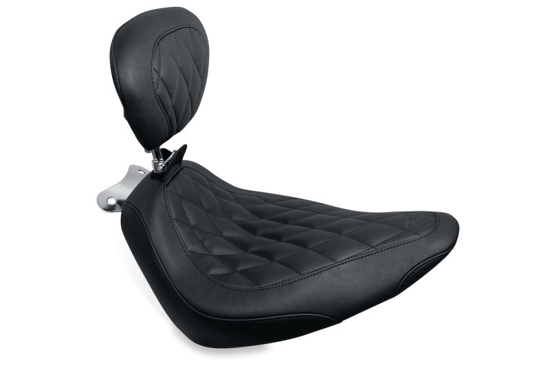 Mustang Motorcycle Mustang 00-15 Harley Softail Standard Rear Tire Wide Tripper Solo Seat w/Driver Backrest - Black