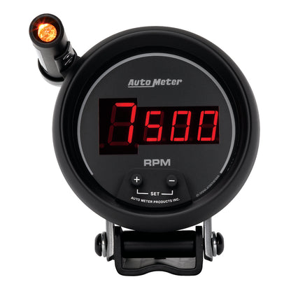Autometer Quick-Lite Digital 10K RPM Pedestal Mount 3 3/4in Tachometer Black Dial w/ Red LED