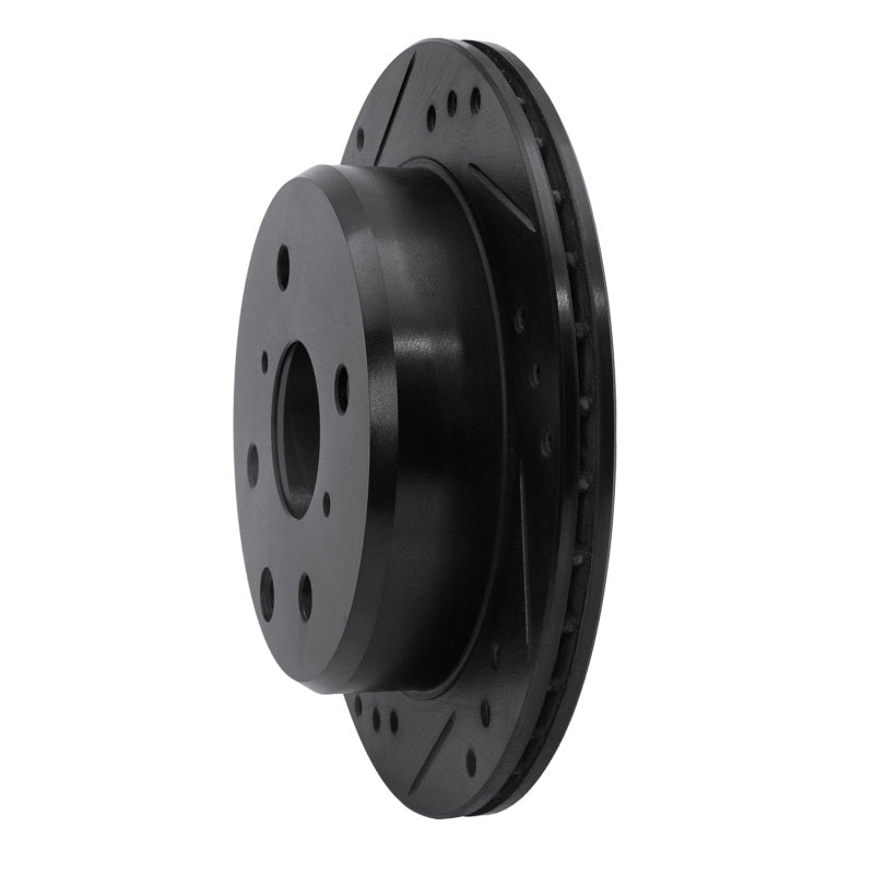 R1 Concepts R1 82-85 Toyota Celica Rear Left Drilled & Slotted Black Brake Rotor