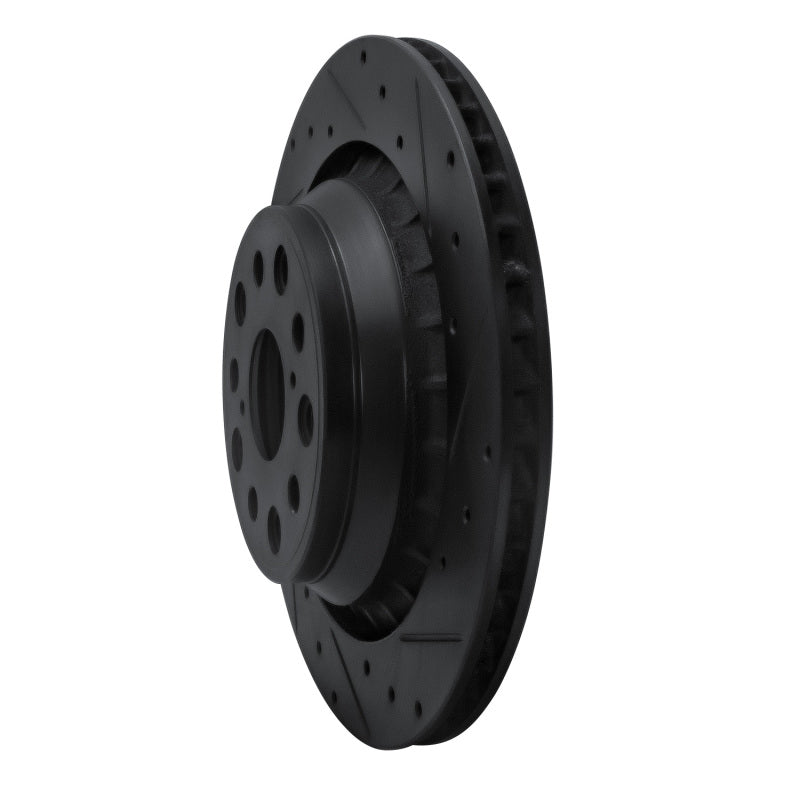 R1 Concepts R1 07-17 Lexus LS460 Right Rear Drilled & Slotted Black Brake Rotor