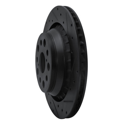 R1 Concepts R1 07-17 Lexus LS460 Right Rear Drilled & Slotted Black Brake Rotor