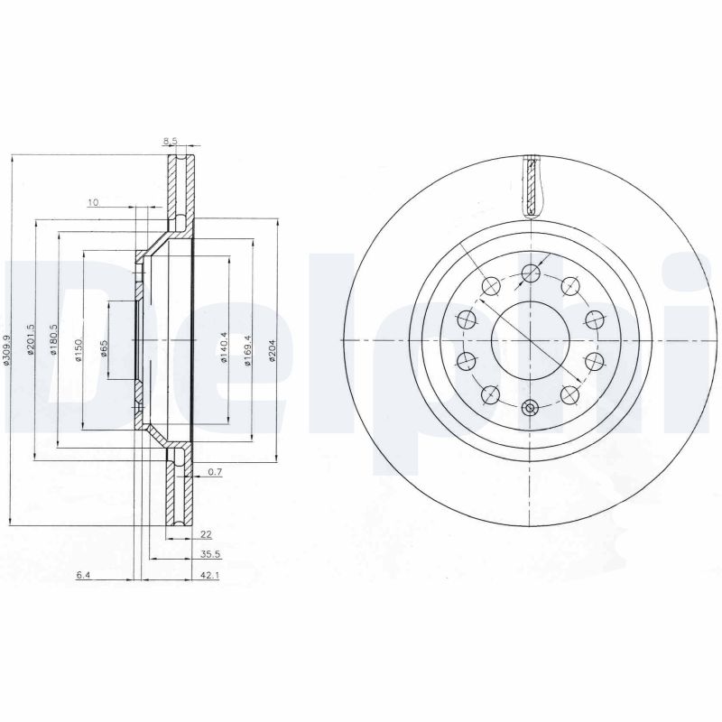 DELPHI BG3975 Brake Disc .