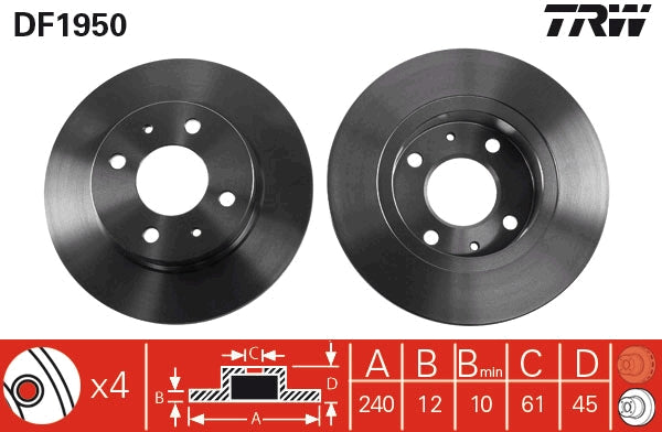 TRW MOTO DF1950 Brake Disc