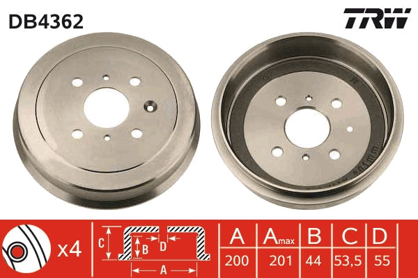TRW MOTO DB4362 Brake Drum
