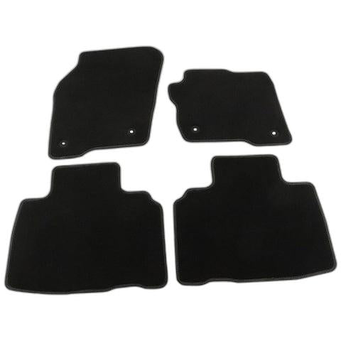 GENUINE FORD 2002925 EDGE VELOUR FLOOR MATS FRONT AND REAR, BLACK WITH SILVER DOUBLE STITCHING