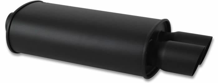Vibrant StreetPower FLAT BLACK Oval Muffler with Single 3in Outlet - 2.5in inlet I.D.