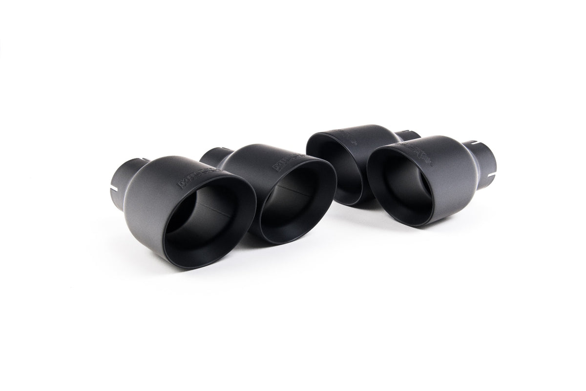 MillTek SSXAU1199 Audi S4/S5 B9 Sport Diff without Brace Bars - Non-Resonated (Louder) Cat-Back Exhaust System with Quad GT-100 Cerakote Black Trims