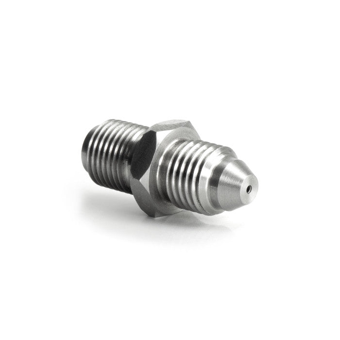 HEL Performance H8154404C-RES-07 Stainless Steel -4 AN Male to 7/16" x 24 Male Straight Adapter with 0.7mm Restriction for Turbo Oil Feeds