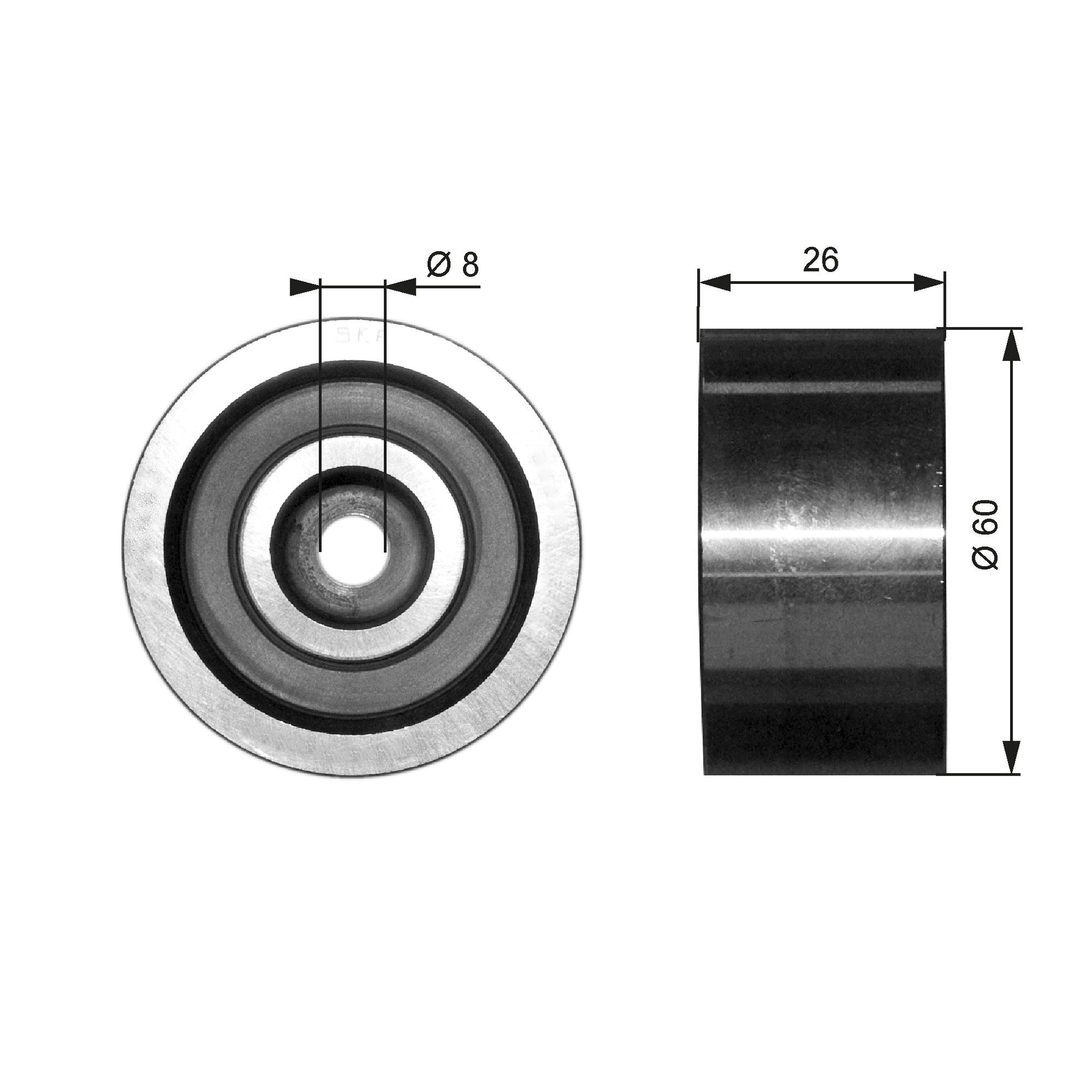 GATES GATT36076 V-Ribbed Belt Deflection/Guide Pulley