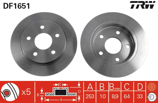 TRW MOTO DF1651 Brake Disc