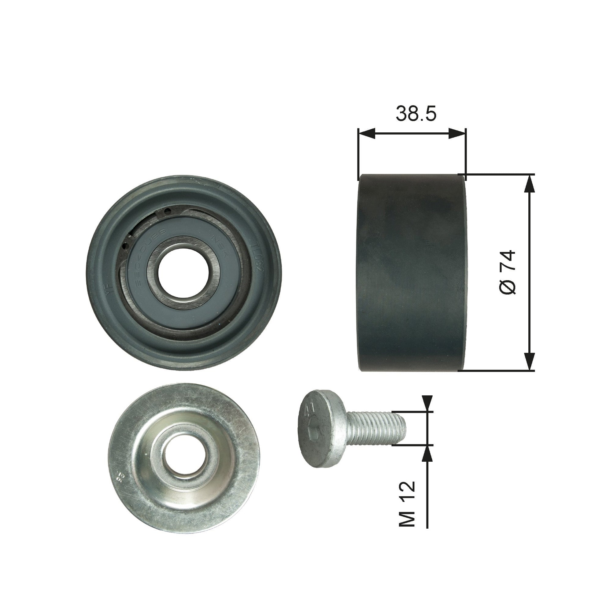 GATES GATT36285 V-Ribbed Belt Deflection/Guide Pulley
