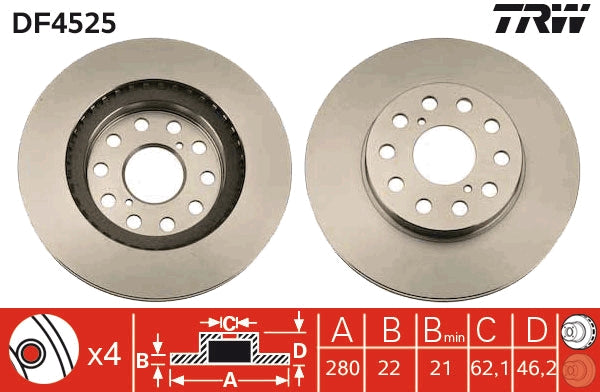 TRW MOTO DF4525 Brake Disc