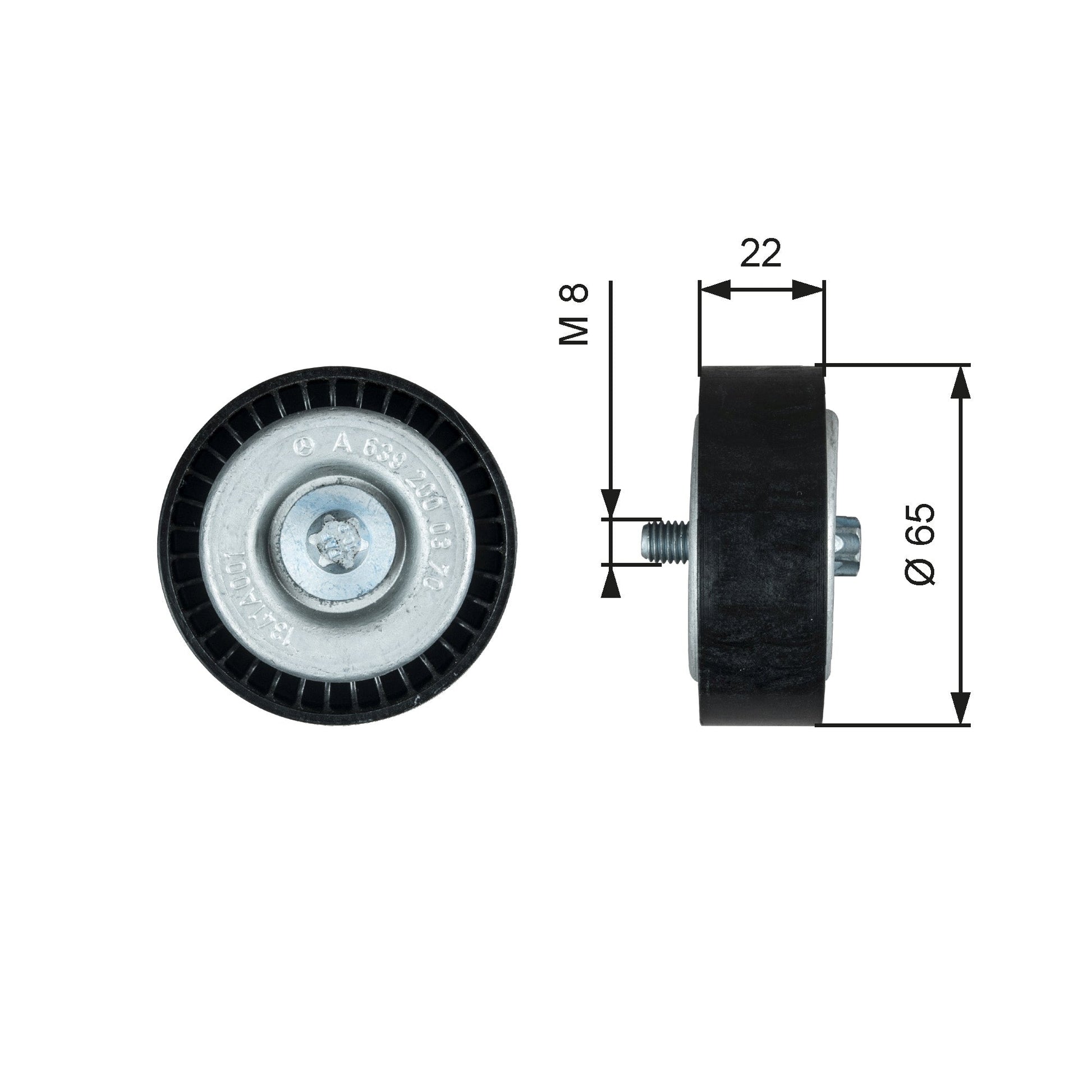 GATES GATT36734 V-Ribbed Belt Deflection/Guide Pulley