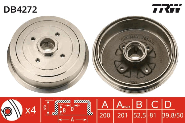 TRW MOTO DB4272 Brake Drum