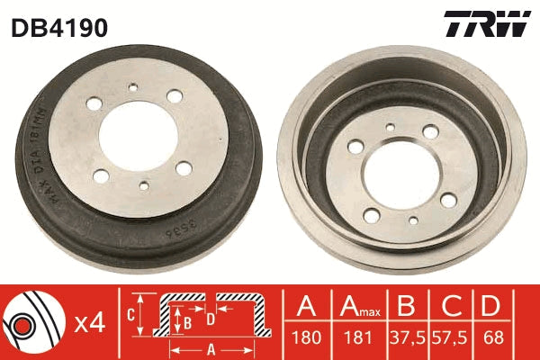 TRW MOTO DB4190 Brake Drum