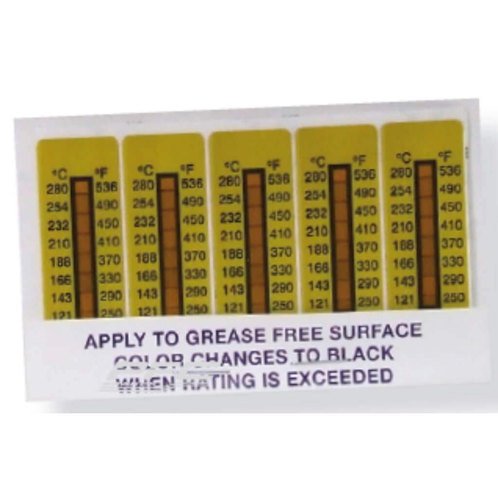 PFC 032.0007 TEMPERATURE CALIPER LABELS 121 C TO 280 C (BOOK OF 10 LABELS)