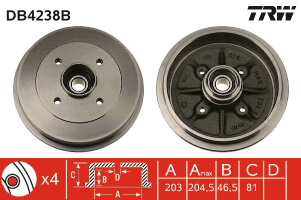 TRW MOTO DB4238B Brake Drum