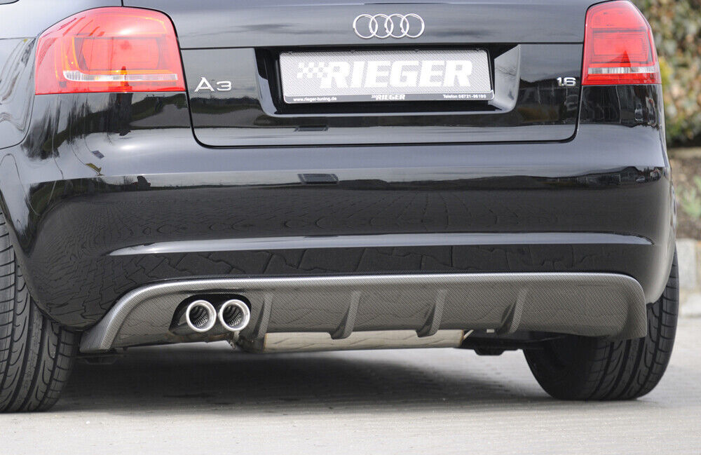 Rieger 00088246 Audi 8P A3 Rear Diffuser for Twin Tailpipe Left - Glossy Black