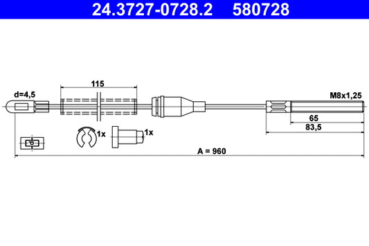 BOSCH 1987482735 Parking Brake Cable Pull