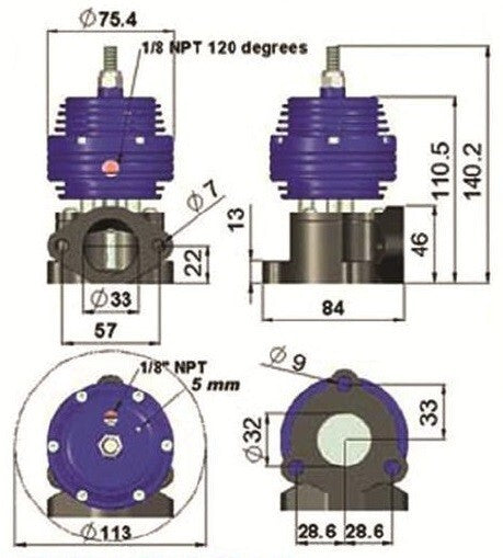 Turbozentrum 249039 SPA Wastegate Compact 35mm L-Flansch silber