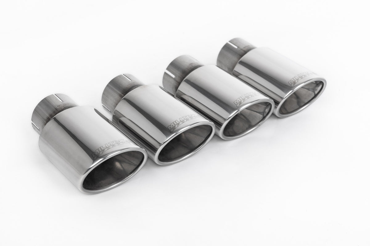 MillTek SSXAU1178 Audi S4/S5 B9 Non Sport Diff models - Resonated (Quieter) Cat-Back Exhaust System with Quad Polished Oval Trims