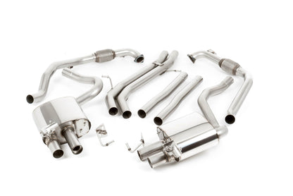 MillTek SSXAU1152 Audi S5 B9 Sport Diff models without Brace Bars - Non-Resonated (Louder) Cat-Back Exhaust System with Quad GT-100 Burnt Titanium Trims