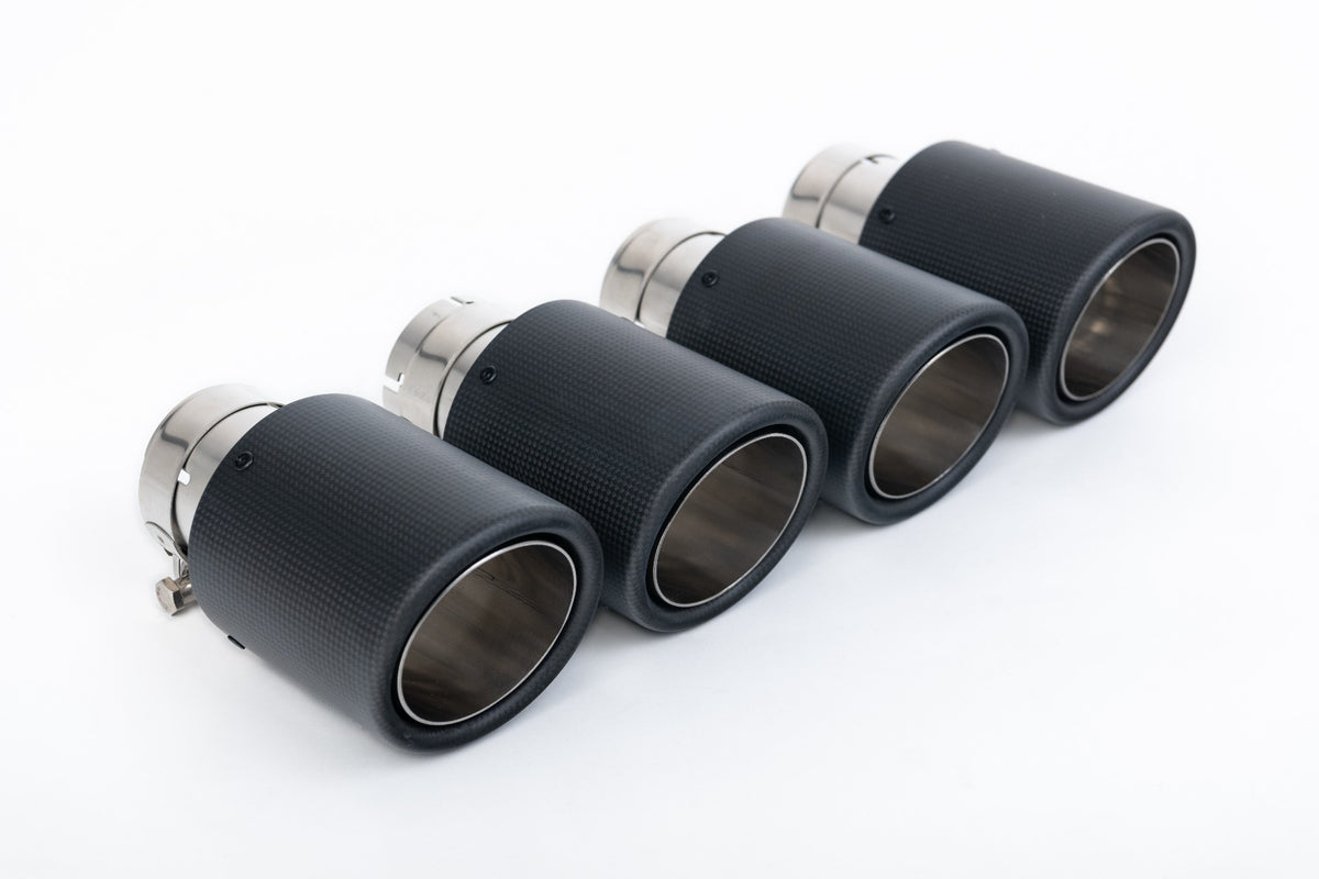 MillTek SSXAU1205 Audi S4/S5 B9 Sport Diff without Brace Bars - Non-Resonated (Louder) Cat-Back Exhaust System with Quad JET-100 Carbon Trims