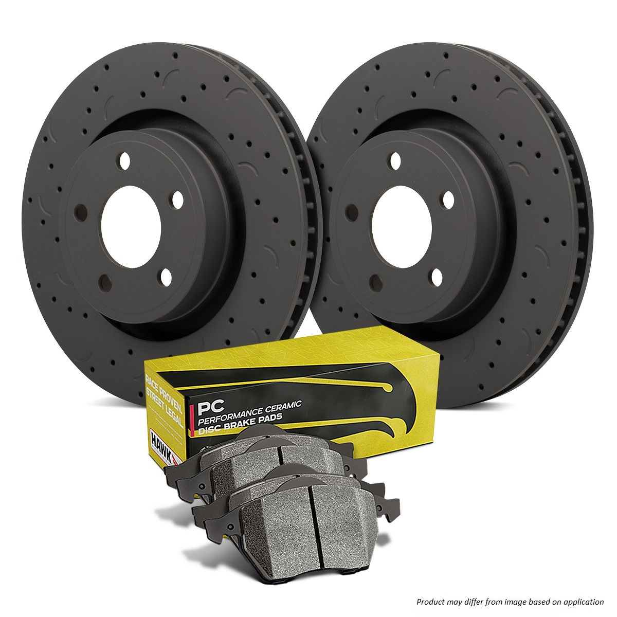 Hawk Performance HKC4049.484Z Brake Kit - PC Pads & Talon Slotted & Drilled Discs Front