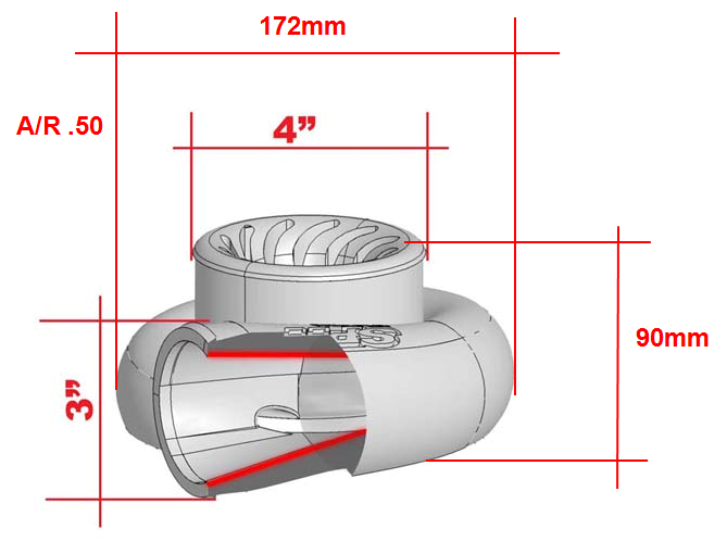 Turbozentrum 249106 Turbolader BBSPA500C mit T3 Flansch und 0,70AR